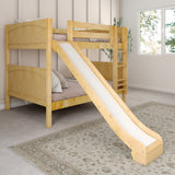 HIPHIP NP : Play Bunk Beds Full Medium Bunk Bed with Slide and Straight Ladder on Front, Panel, Natural