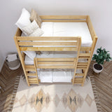 HOLY NP : Multiple Bunk Beds Triple Twin Bunk Bed with Straight Ladders on Front, Panel, Natural