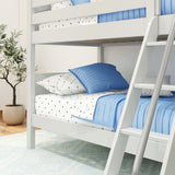 HOTHOT WP : Classic Bunk Beds Twin Low Bunk Bed with Angled Ladder on Front, Panel, White