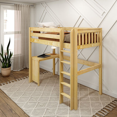 JIBJAB15 NS : Storage & Study Loft Beds Twin High Loft Bed + Corner Desk, Slat, Natural