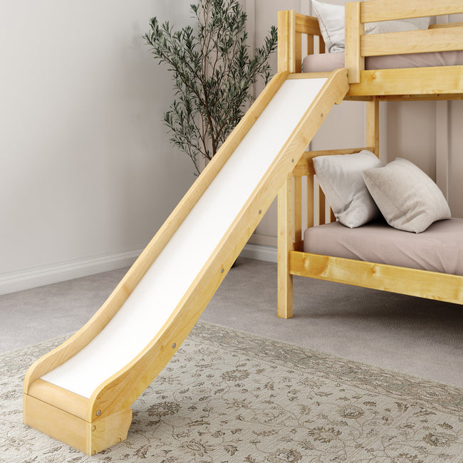 JOLLY NS : Play Bunk Beds Twin Medium Bunk Bed with Slide and Straight Ladder on Front, Slat, Natural