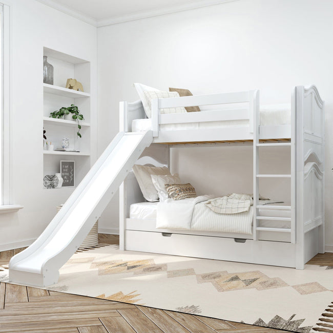 Twin Medium Bunk Bed With Slide And Trundle Bed – Maxtrix Kids