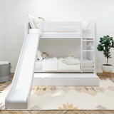 JOLLY TR WC : Play Bunk Beds Twin Medium Bunk Bed with Slide and Trundle Bed, Curve, White