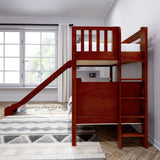 JOLLY XL 1 CP : Play Bunk Beds Twin XL Medium Bunk Bed with Slide, Panel, Chestnut