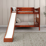 JOLLY XL CP : Play Bunk Beds Twin XL Medium Bunk Bed with Slide and Straight Ladder on Front, Panel, Chestnut