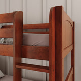 JOLLY XL CP : Play Bunk Beds Twin XL Medium Bunk Bed with Slide and Straight Ladder on Front, Panel, Chestnut