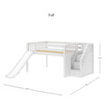 Low Loft Bed with Slide and Stairs