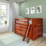 KICKS12 CP : Storage & Study Loft Beds Low Loft Bed with Cube & 6 Drawer Dressers, Twin, Panel, Chestnut