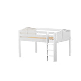 LARGE WC : Standard Loft Beds Full Low Loft Bed with Straight Ladder on Front, Curve, White