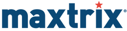 Maxtrix logo in blue with a red star for the "I" dot.