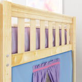 LOW RIDER27 NS : Play Loft Beds Twin Low Loft Bed with Straight Ladder + Curtain, Slat, Natural