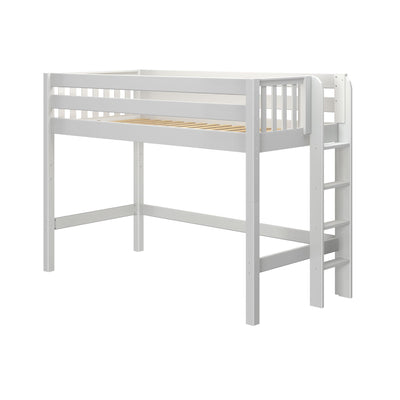 MACK XL WS : Standard Loft Beds Twin XL Mid Loft Bed with Straight Ladder on End, Slat, White