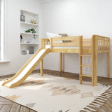 MARVELOUS NS : Play Loft Beds Twin Low Loft Bed with Slide and Straight Ladder on Front, Slat, Natural