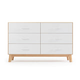 MX220006-102 : Furniture Modern 6 Drawer Dresser, White/Natural