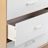 MX220006-102 : Furniture Modern 6 Drawer Dresser, White/Natural