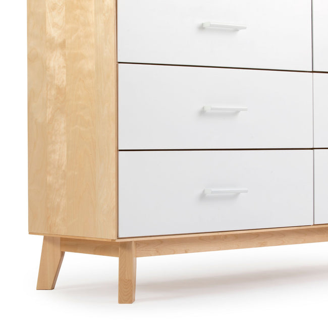 MX220006-102 : Furniture Modern 6 Drawer Dresser, White/Natural