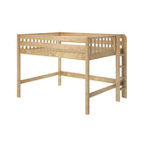 PARCEL XL NS : Standard Loft Beds Queen Mid Loft Bed with Straight Ladder on End, Slat, Natural