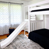 POOF WS : Play Bunk Beds Twin High Bunk Bed with Slide Platform, Slat, White