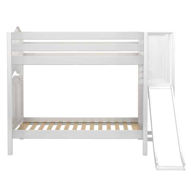POOF XL WC : Play Bunk Beds Twin XL High Bunk Bed with Slide Platform, Curve, White