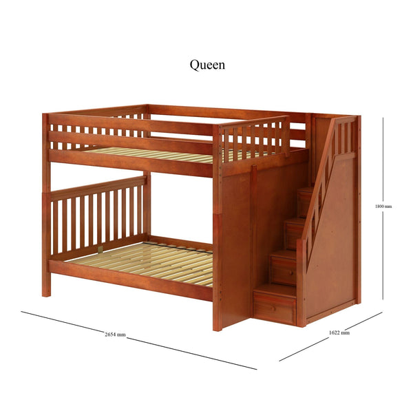 Queen High Bunk Bed with Stairs Maxtrix Kids