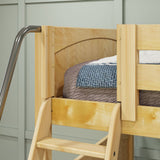QUADRANT NP : Multiple Bunk Beds Full + Twin High Corner Bunk Bed with Angled and Straight Ladder, Panel, Natural