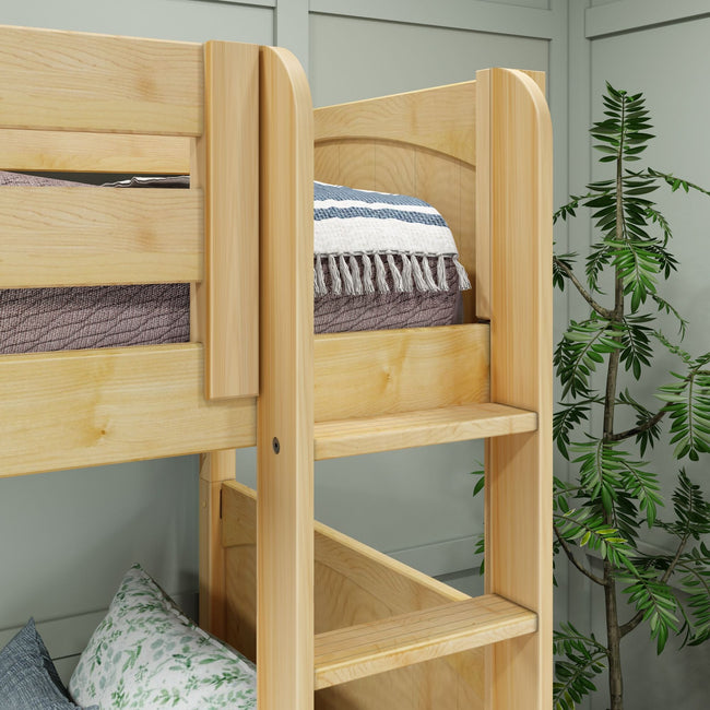 QUADRANT NP : Multiple Bunk Beds Full + Twin High Corner Bunk Bed with Angled and Straight Ladder, Panel, Natural