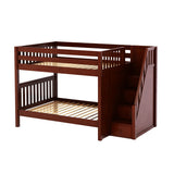 QUASAR CS : Staircase Bunk Beds Full Medium Bunk Bed with Stairs, Slat, Chestnut