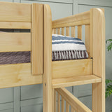 QUATTRO NS : Multiple Bunk Beds Twin High Corner Bunk Bed with Angled and Straight Ladder, Slat, Natural