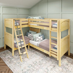 QUATTRO XL NP : Quad Corner Bunk Twin XL High Corner Bunk Bed, Panel, Natural