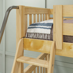 QUATTRO XL NS : Quad Corner Bunk Twin XL High Corner Bunk Bed, Slat, Natural