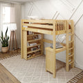 Twin High Loft Bed with Straight Ladder on End, Corner Desk and Storage