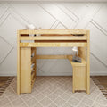 Twin High Loft Bed with Straight Ladder on End, Corner Desk and Storage