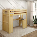 Twin High Loft Bed with Straight Ladder on End, Corner Desk and Storage