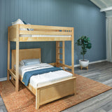 SLAM4 NP : Standard Loft Beds Twin High Loft Bed with Straight Ladder on End + Twin Bed, Panel, Natural