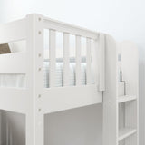 SLAM XL WS : Standard Loft Beds Twin XL High Loft Bed with Straight Ladder on End, Slat, White