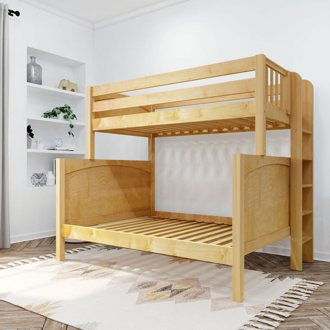 SLANT 1 NP : Staggered Bunk Beds High Twin over Full Bunk Bed with Straight Ladder on end, Panel, Natural