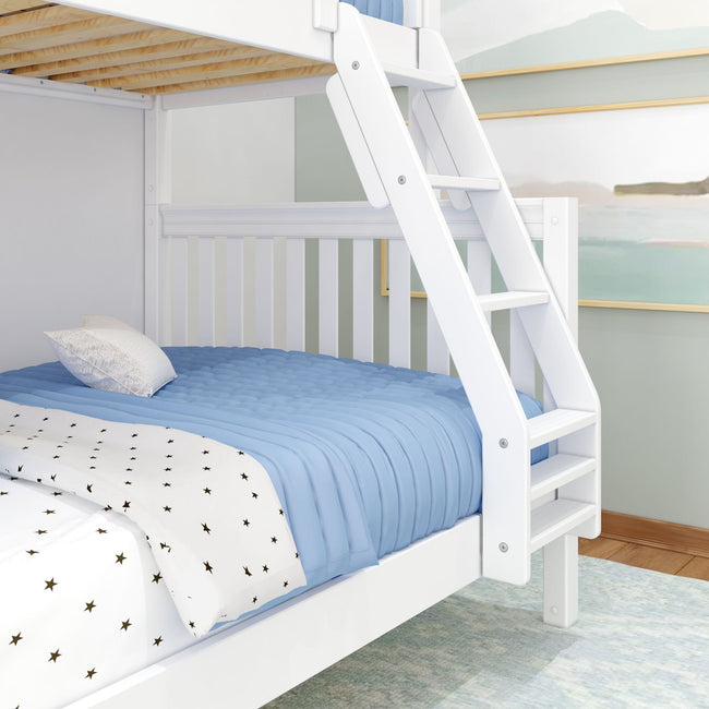 SLANT WS : Staggered Bunk Beds High Twin over Full Bunk Bed, Slat, White