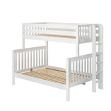 SLANT XL 1 WS : Staggered Bunk Beds High Twin/ Full XL Bunk Bed w/ Straight Ladder on end, Slat, White