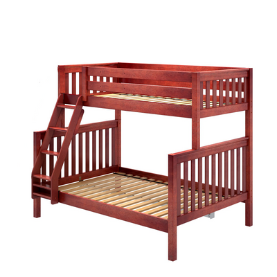 SLANT XL CS : Staggered Bunk Beds High Twin XL over Full XL Bunk Bed, Slat, Chestnut