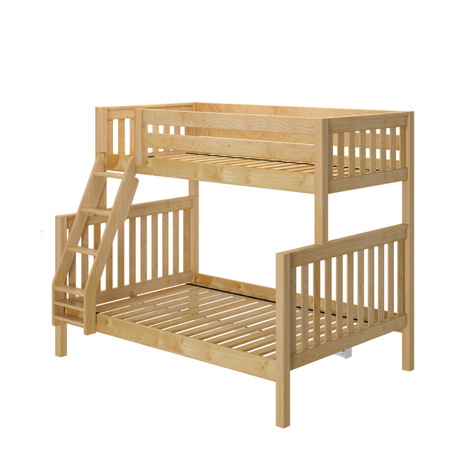 SLANT XL NS : Staggered Bunk Beds High Twin XL over Full XL Bunk Bed, Slat, Natural