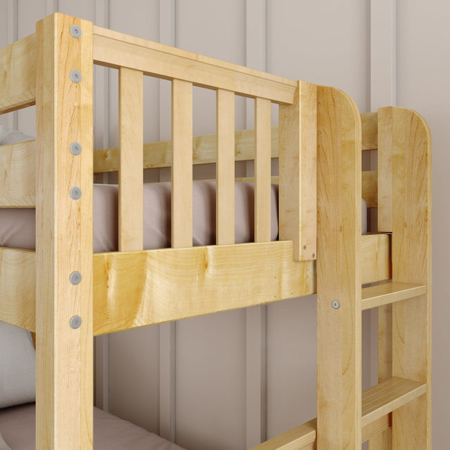 SLICK 1 NS : Play Bunk Beds Twin over Full Medium Bunk Bed with Slide and Straight Ladder on End, Slat, Natural