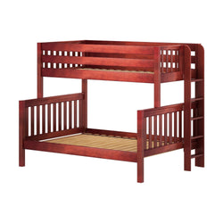 Wooden bunk bed with ladder and slatted design, perfect for maximizing space in a kids' bedroom.