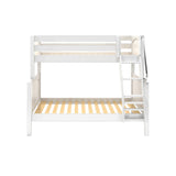 SLOPE WP : Staggered Bunk Beds Medium Twin over Full Bunk Bed, Panel, White