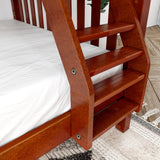 SLOPE XL CS : Staggered Bunk Beds Medium Twin XL over Full XL Bunk Bed, Slat, Chestnut