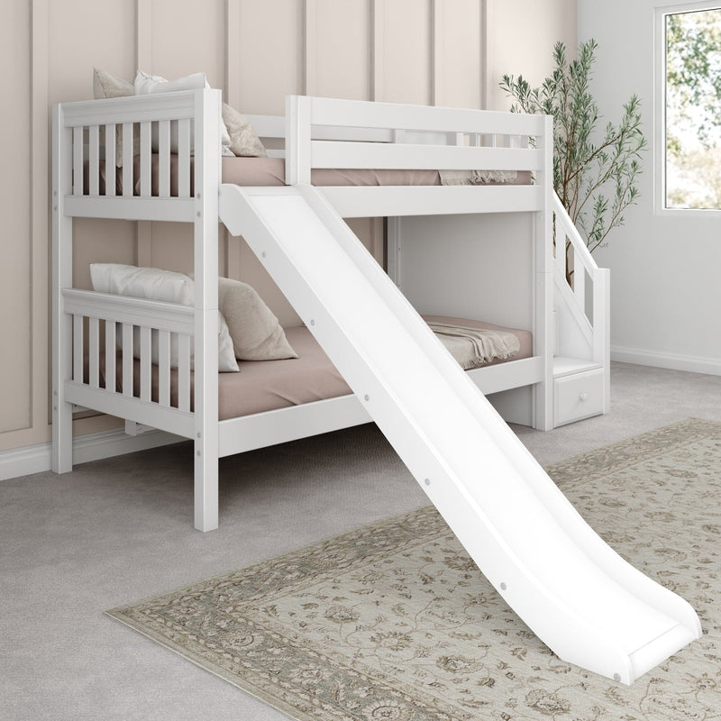 Classic Twin XL Bunk Bed with Slide and Stairs