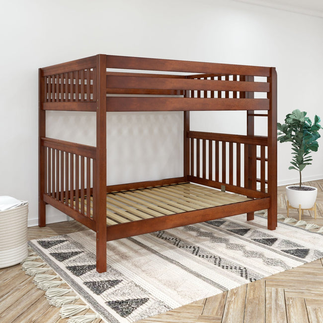 SOAR XL 1 CS : Classic Bunk Beds Queen High Bunk Bed w/ Straight Ladder on End (Low/High), Slat, Chestnut