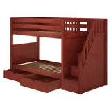 STELLAR UD CP : Bunk Beds Twin Medium Bunk Bed with Stairs and Underbed Storage Drawer, Panel, Chestnut