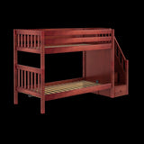 STELLAR XL CS : Staircase Bunk Beds Twin XL Medium Bunk Bed with Stairs, Slat, Chestnut