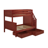 SUMO UD CP : Bunk Beds Medium Twin over Full Bunk Bed with Stairs and Underbed Storage Drawer, Panel, Chestnut