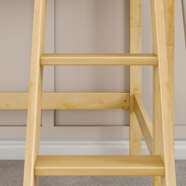 SWEET NS : Play Loft Beds Twin Mid Loft Bed with Slide and Angled Ladder on Front, Slat, Natural